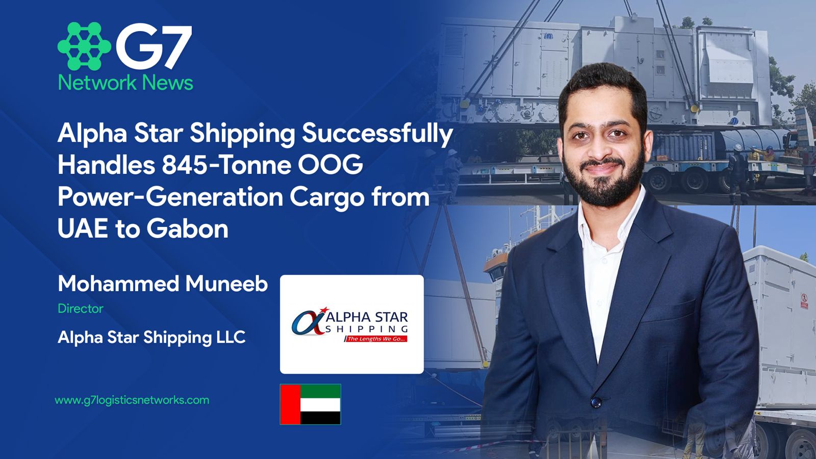 Alpha Star Shipping Successfully Handles 845-Tonne OOG Power-Generation Cargo from UAE to Gabon 